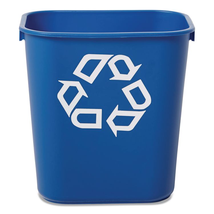 Deskside Recycling Container, Small, 13.63 qt, Plastic, Blue