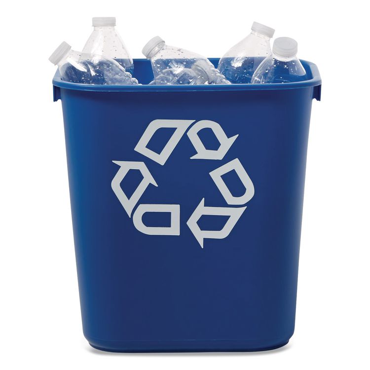 Deskside Recycling Container, Small, 13.63 qt, Plastic, Blue