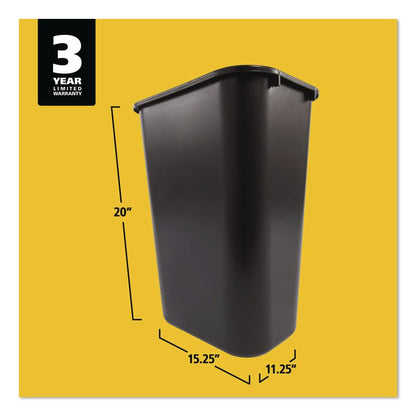 Deskside Plastic Wastebasket, 10.25 gal, Plastic, Black