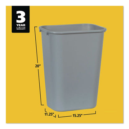 Deskside Plastic Wastebasket, 10.25 gal, Plastic, Gray