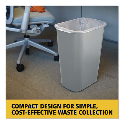 Deskside Plastic Wastebasket, 10.25 gal, Plastic, Gray