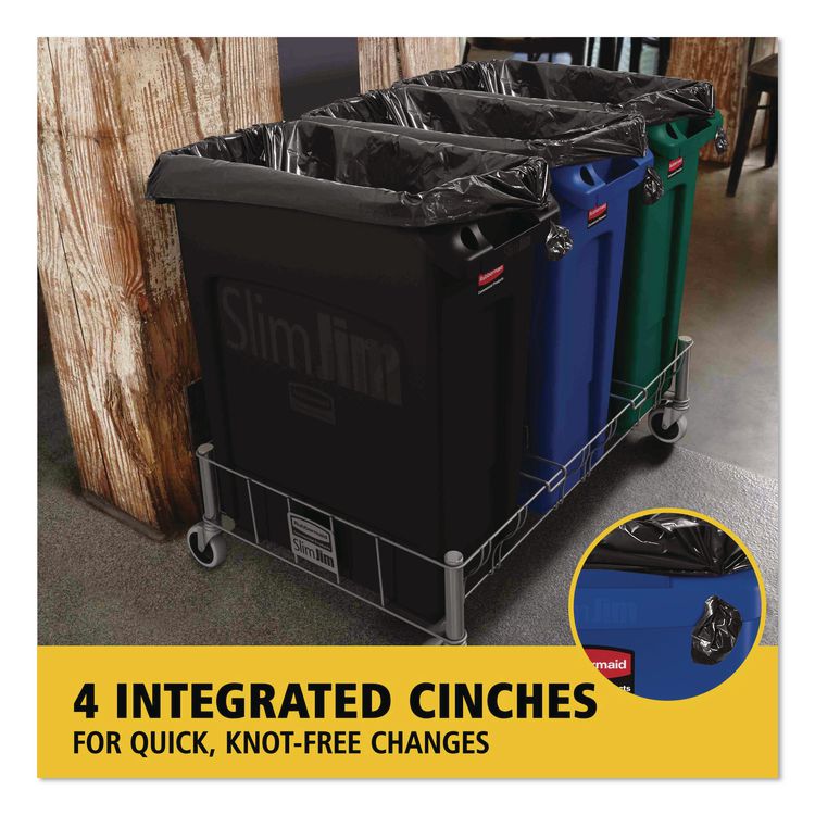 Slim Jim Plastic Recycling Container with Venting Channels, 23 gal, Plastic,  Blue