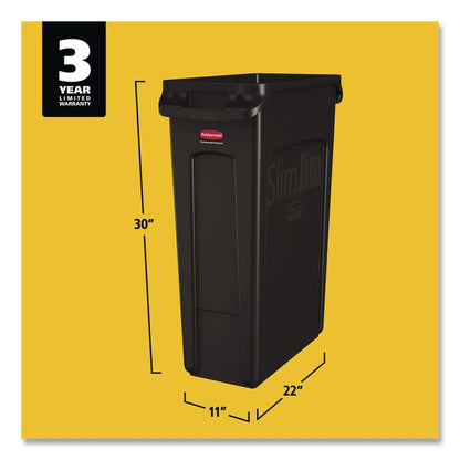 Slim Jim with Venting Channels, 23 gal, Plastic, Black