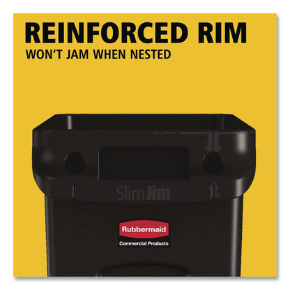 Slim Jim with Venting Channels, 23 gal, Plastic, Black