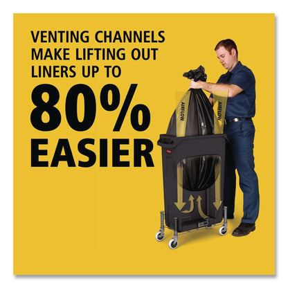 Slim Jim with Venting Channels, 23 gal, Plastic, Black