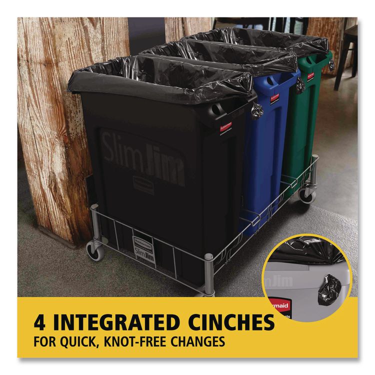 Slim Jim with Venting Channels, 23 gal, Plastic, Black
