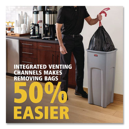 Universal Square Trash Can with Swing Lid, 23 gal, Plastic, Gray