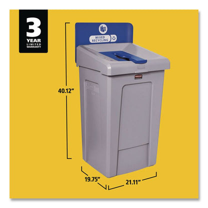 Slim Jim Recycling Station 1-Stream, Mixed Recycling Station, 33 gal, Resin, Gray