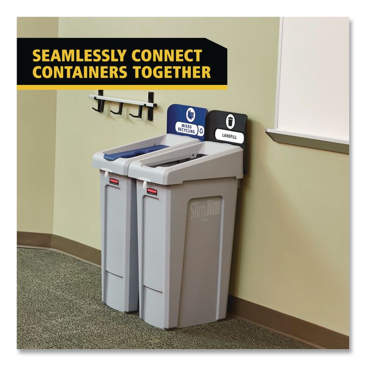 Slim Jim Recycling Station 1-Stream, Mixed Recycling Station, 33 gal, Resin, Gray