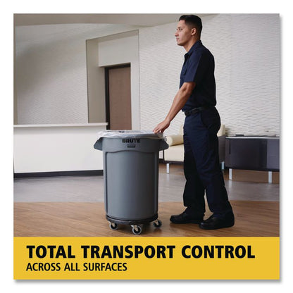 Brute Round Twist On/Off Dolly, 250 lb Capacity, 18" dia x 6.63"h, Fits 20 to 55 Gallon BRUTE Containers, Black