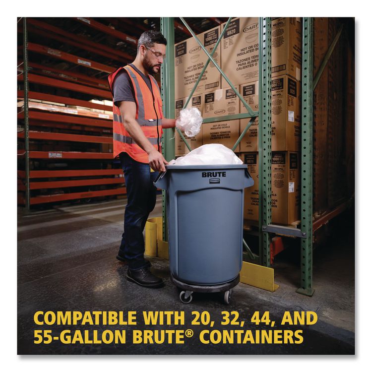 Brute Round Twist On/Off Dolly, 250 lb Capacity, 18" dia x 6.63"h, Fits 20 to 55 Gallon BRUTE Containers, Black
