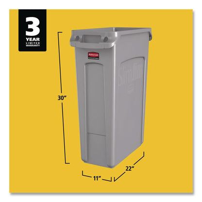 Slim Jim with Venting Channels, 23 gal, Plastic, Gray