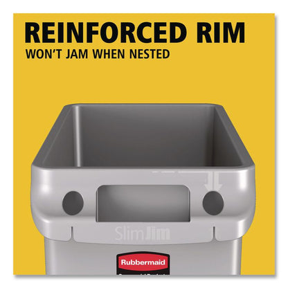 Slim Jim with Venting Channels, 23 gal, Plastic, Gray