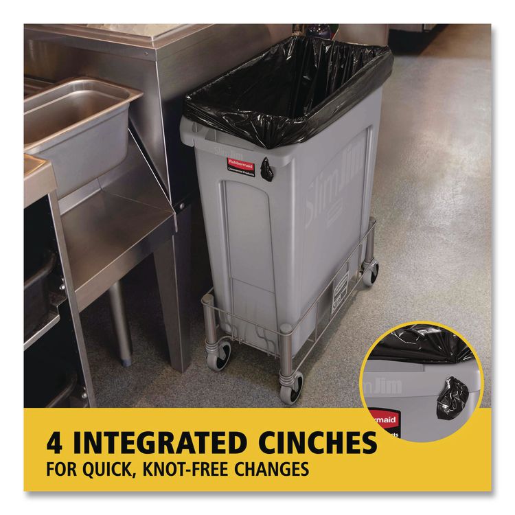 Slim Jim with Venting Channels, 23 gal, Plastic, Gray