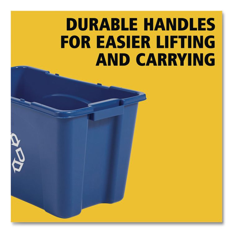 Stacking Recycle Bin, 18 gal, Polyethylene, Blue