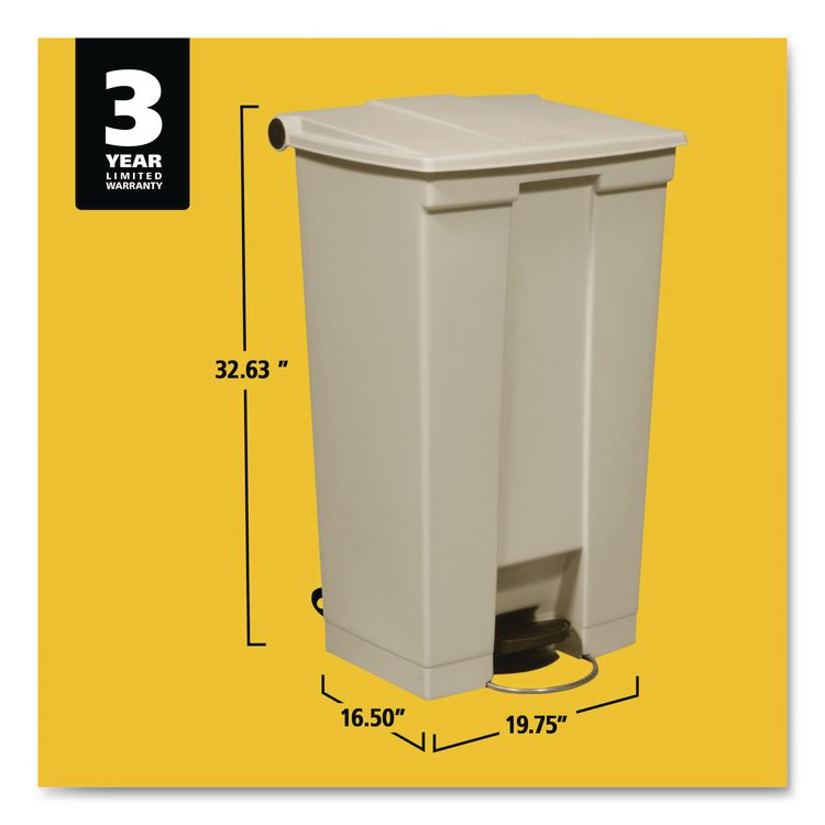 Legacy Step-On Receptacle, 23 gal, Polyethylene, Beige