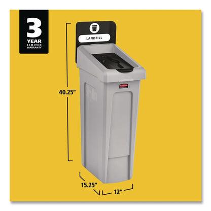 Slim Jim Recycling Station Kit, 1-Stream Landfill, 23 gal, Plastic, Gray/Black