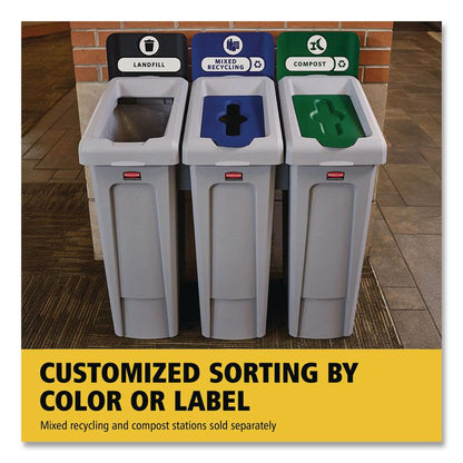Slim Jim Recycling Station Kit, 1-Stream Mixed Recycling, 23 gal, Plastic, Gray/Blue