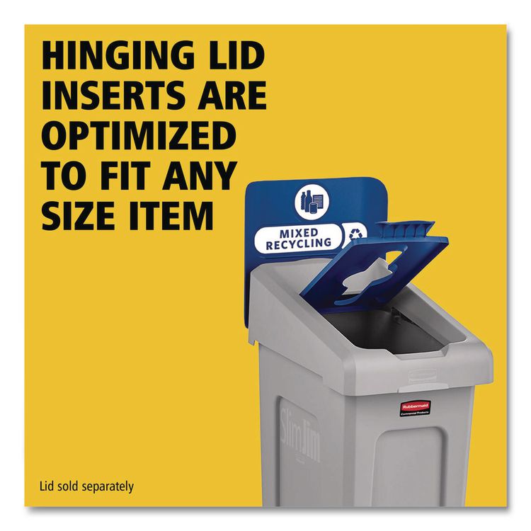 Slim Jim Recycling Station Kit, 1-Stream Mixed Recycling, 23 gal, Plastic, Gray/Blue