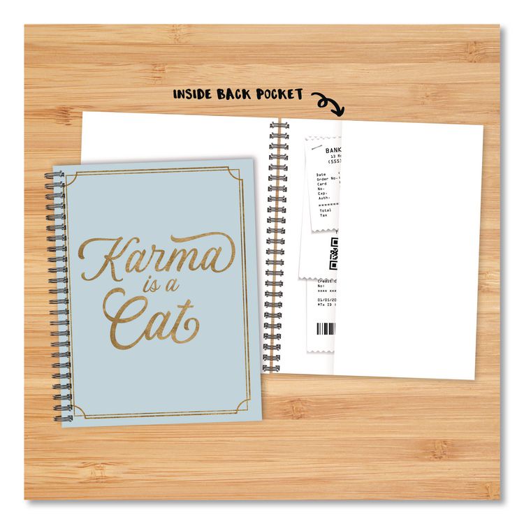 Karma is a Cat Weekly/Monthly Planner, 8.5 x 6.5, Blue Cover, 12-Month (Jan to Dec): 2026