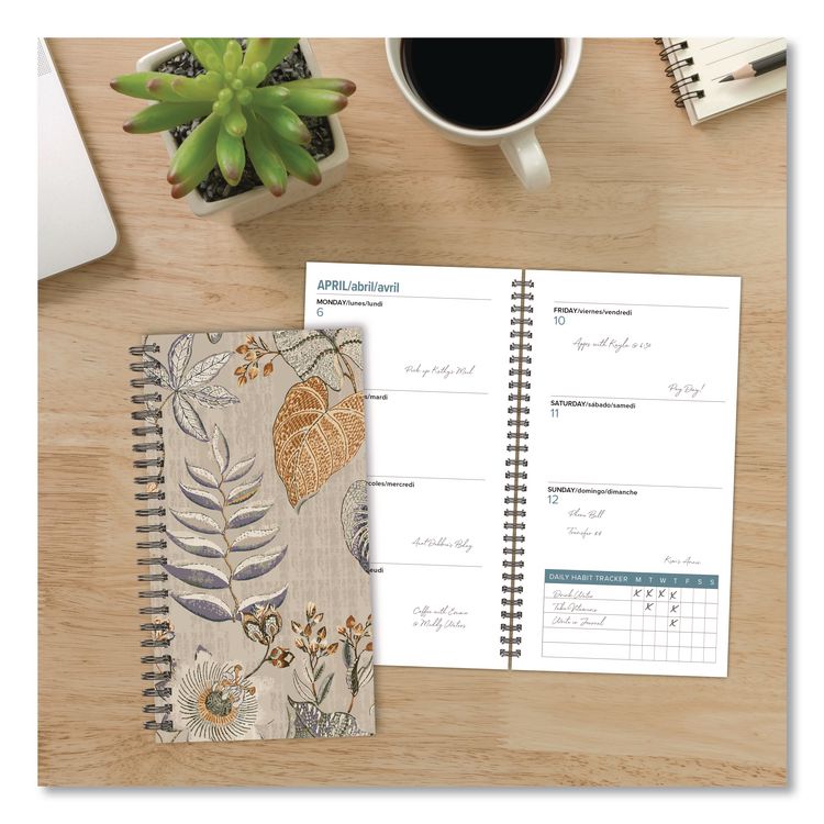 Organic Tapestry Small Weekly/Monthly Spiral Planner, 6.5 x 3.5, Multicolor Cover, 12-Month (Jan to Dec): 2026