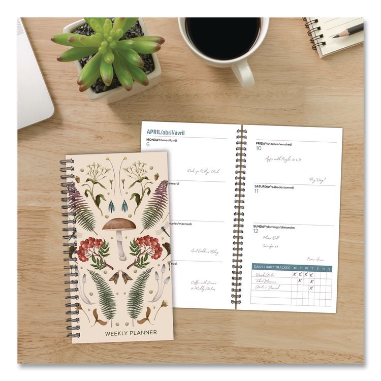 Woodland Mushroom Softcover Weekly/Monthly Spiral Planner, 6.5 x 3.5, Multicolor Cover, 12-Month (Jan to Dec): 2026