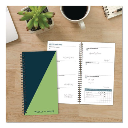 Navy Lime Duotone Softcover Weekly/Monthly Spiral Planner, 6.5 x 3.5, Navy/Lime Cover, 12-Month (Jan to Dec): 2026