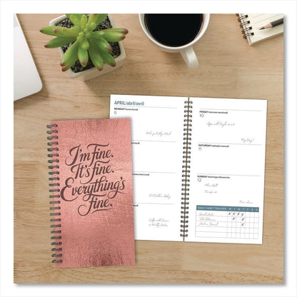 Everything is Fine (Trilingual) Weekly/Monthly Planner, 6.5 x 3.5, Rose Gold Cover, 12-Month (Jan to Dec): 2026