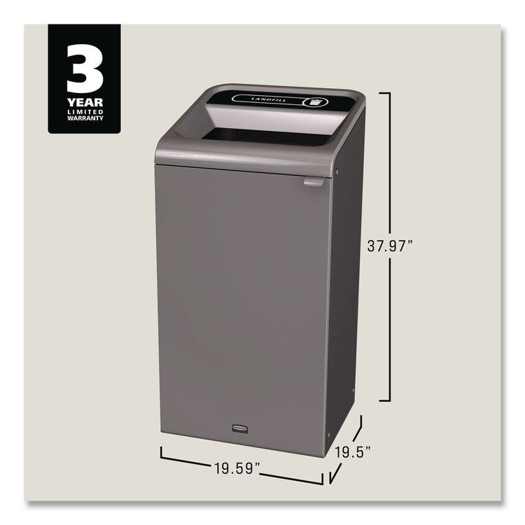 Configure Indoor Recycling Waste Receptacle, Landfill, 23 gal, Metal, Gray