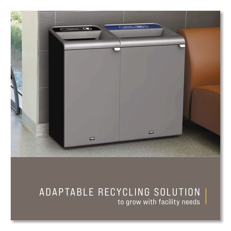 Configure Indoor Recycling Waste Receptacle, Landfill, 23 gal, Metal, Gray