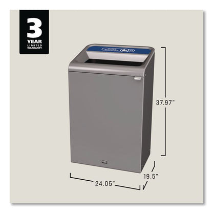 Configure Indoor Recycling Waste Receptacle, Mixed Recycling, 33 gal, Metal, Gray