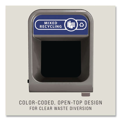 Configure Indoor Recycling Waste Receptacle, Mixed Recycling, 33 gal, Metal, Gray