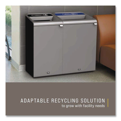 Configure Indoor Recycling Waste Receptacle, Mixed Recycling, 33 gal, Metal, Gray