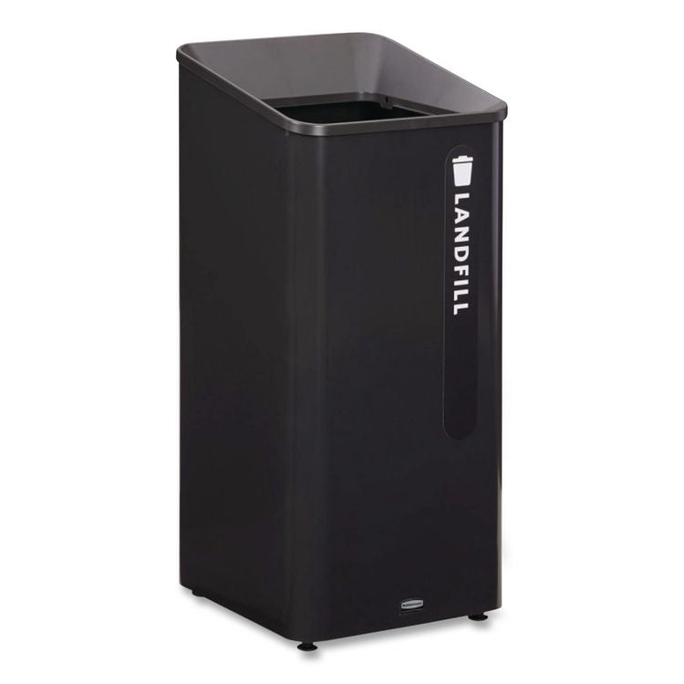 Sustain Decorative Refuse with Recycling Lid, 23 gal, Metal/Plastic, Black