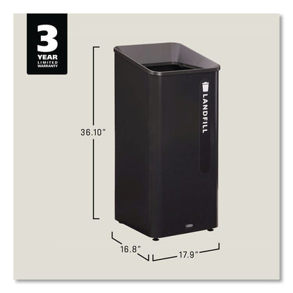 Sustain Decorative Refuse with Recycling Lid, 23 gal, Metal/Plastic, Black