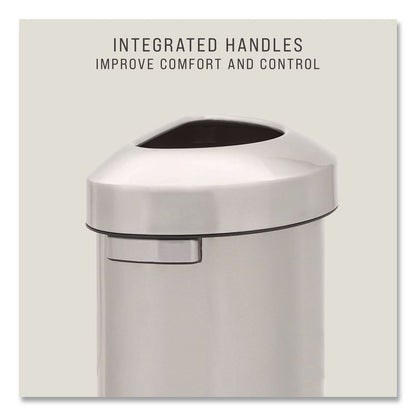 Refine Series Half Round Waste Receptacle, 16 gal, Plastic/Stainless Steel