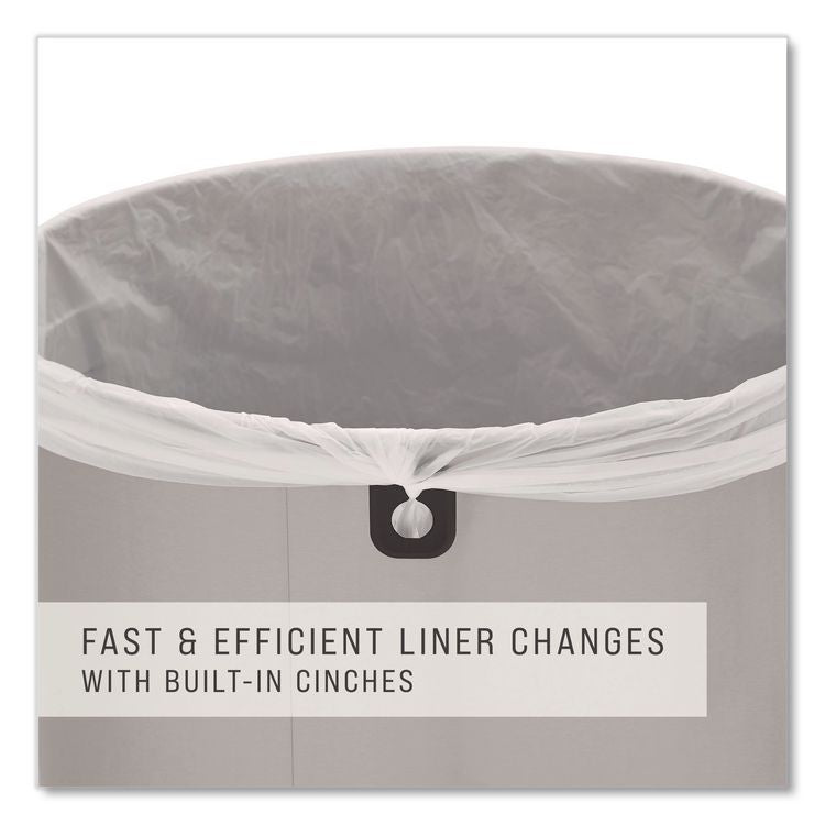 Refine Series Half Round Waste Receptacle, 16 gal, Plastic/Stainless Steel