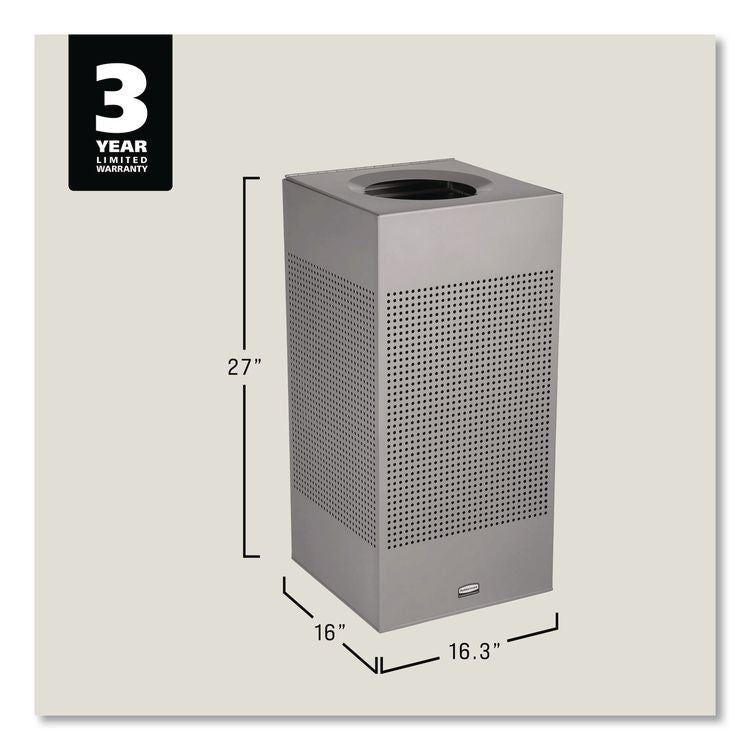 Designer Line Silhouettes Waste Receptacle, 16 gal, Steel, Silver Metallic