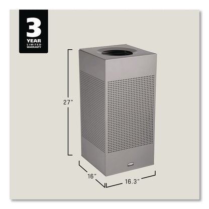 Designer Line Silhouettes Waste Receptacle, 16 gal, Steel, Silver Metallic