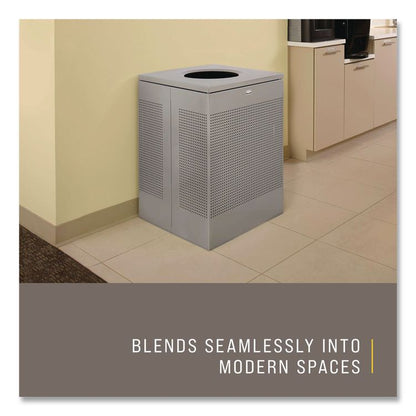 Designer Line Silhouettes Waste Receptacle, 16 gal, Steel, Silver Metallic