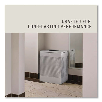 Designer Line Silhouettes Waste Receptacle, 16 gal, Steel, Silver Metallic