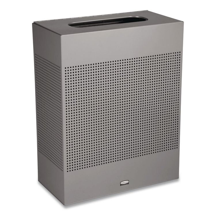 Designer Line Silhouettes Waste Receptacle, 22.5 gal, Steel, Silver Metallic