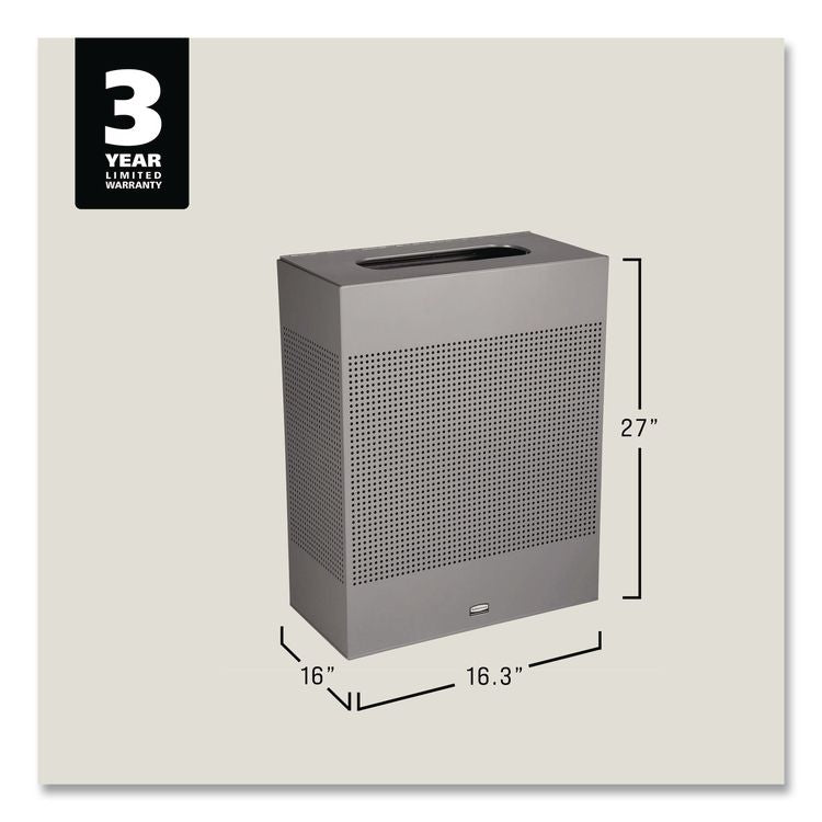 Designer Line Silhouettes Waste Receptacle, 22.5 gal, Steel, Silver Metallic