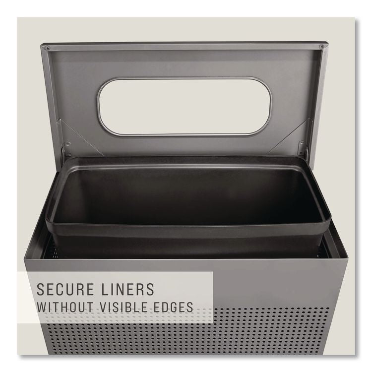 Designer Line Silhouettes Waste Receptacle, 22.5 gal, Steel, Silver Metallic