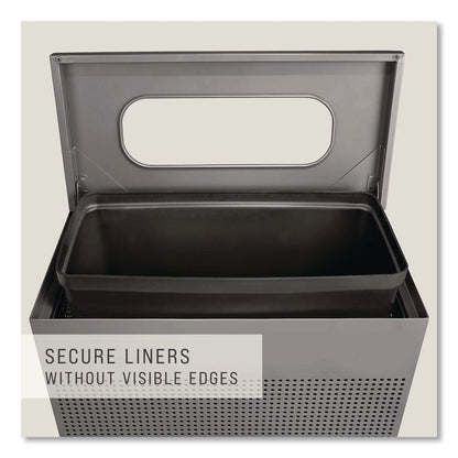 Designer Line Silhouettes Waste Receptacle, 22.5 gal, Steel, Silver Metallic
