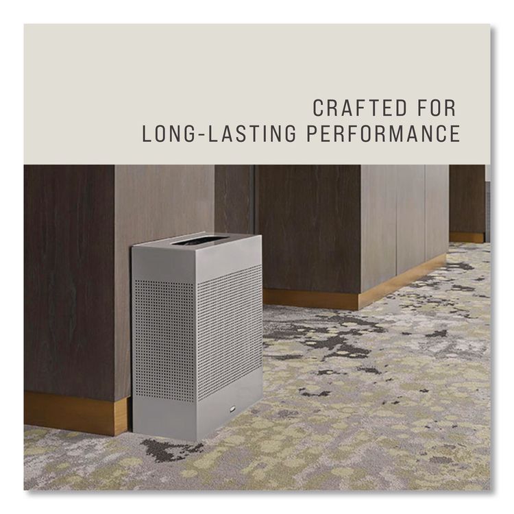 Designer Line Silhouettes Waste Receptacle, 22.5 gal, Steel, Silver Metallic