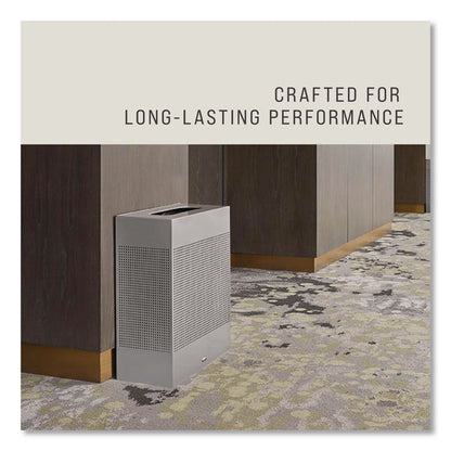 Designer Line Silhouettes Waste Receptacle, 22.5 gal, Steel, Silver Metallic