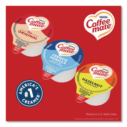 Liquid Coffee Creamer, Assorted Flavors, 0.38 oz Mini Cups, 150/Carton