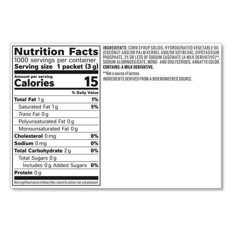 Powdered Creamer Packets, Original, 0.1 oz Packet, 1,000/Carton