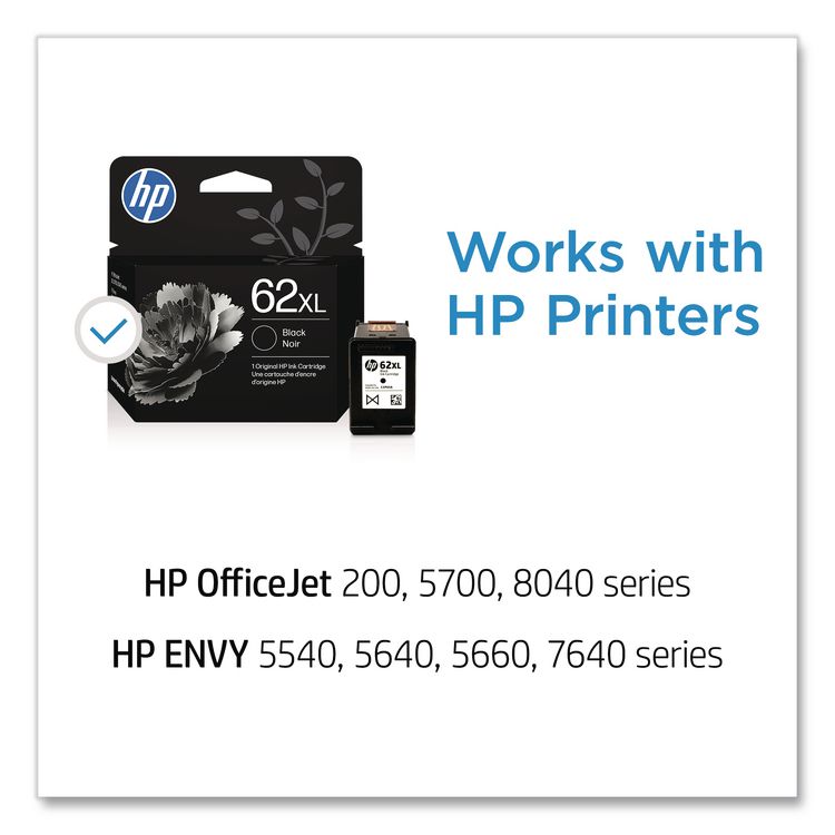 HP 62XL, (C2P05AN) High-Yield Black Original Ink Cartridge